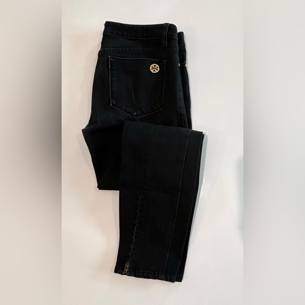 Tory Burch black denim jeans with zippers size 29